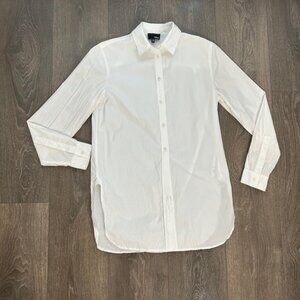 Aritzia Wilfred Free Button Down Poplin Dress Shirt white Side slits Size XXS